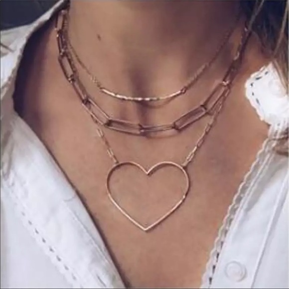 Jewelry - NWT Hollow Heart Multilayer  Necklace Bohemian